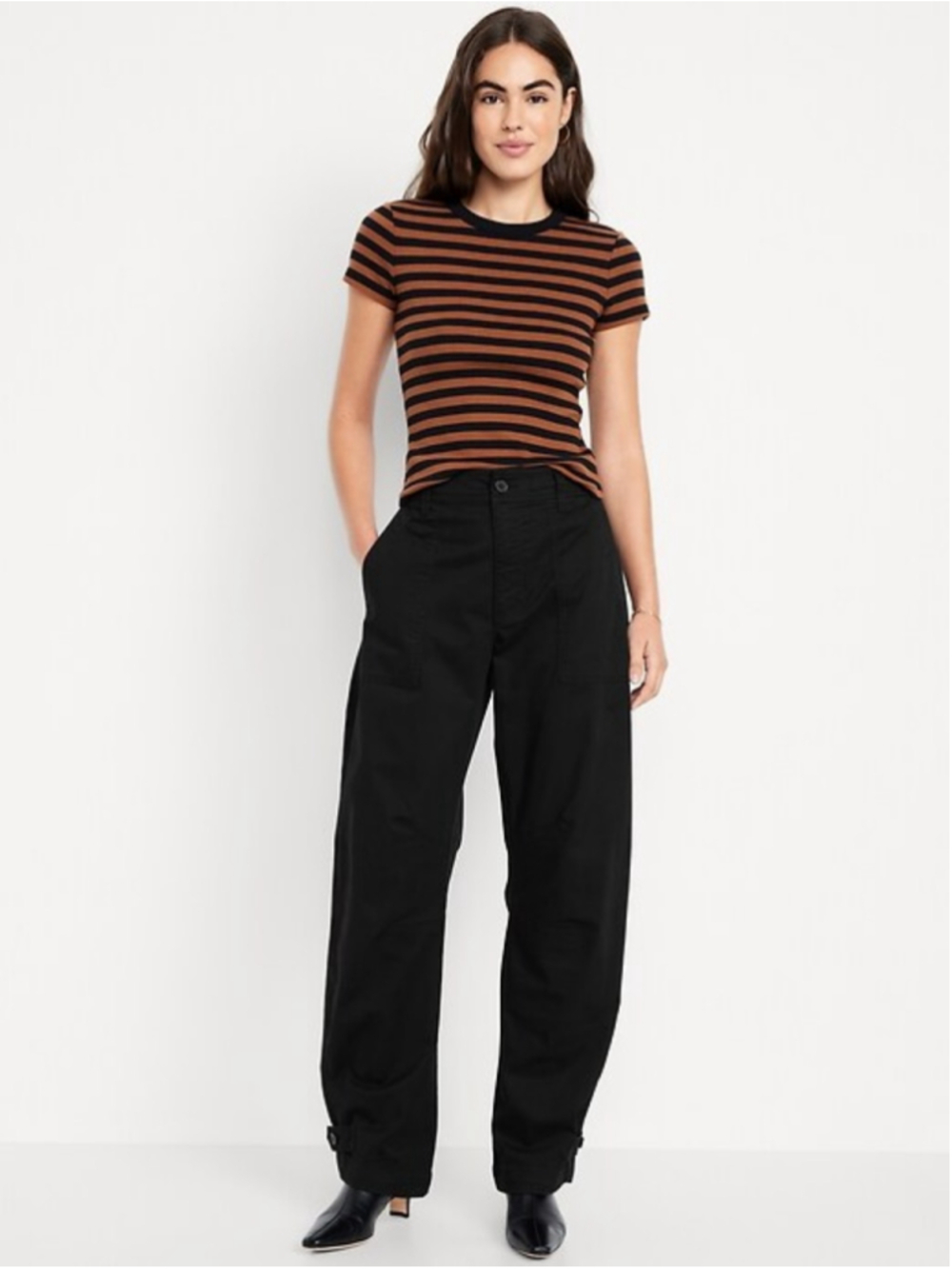 Old Navy Low Slung Balloon Barrel Ankle Pants Black Size 2 NWT Utility Baggy $50
